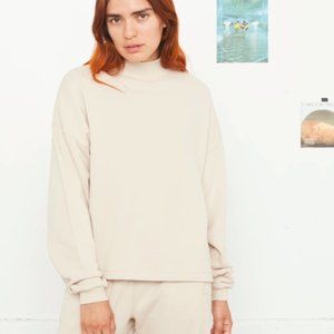 Entireworld Loop Back Mockneck Sweatshirt in Cream